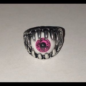 Third Eye Red With Teeth Gothic Ring Size 10